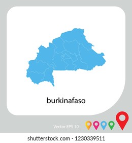 Map of burkinaFaso abstract corlor blue on white background.frame.vecter illustration eps 10.
