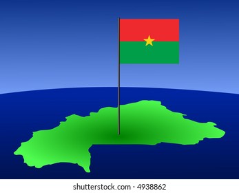 mapa de Burkina-Faso y su bandera en la ilustración del poste