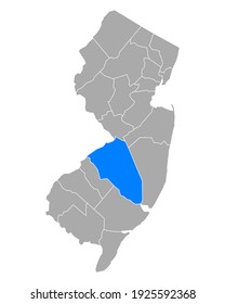 Map of Burlington in New Jersey on white