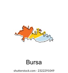 Map of Bursa illustration design. Turkey World Map International vector template