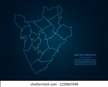 Map of Burundi , Abstract mash line and point scales on dark background for your web site design map logo, app, ui,Travel. Vector illustration eps 10.