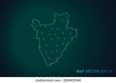 Map of burundi - Abstract mash line and point scales on dark gradient background. Wire Frame 3D mesh polygonal network line, design sphere, dot and structure. Vector illustration eps 10.