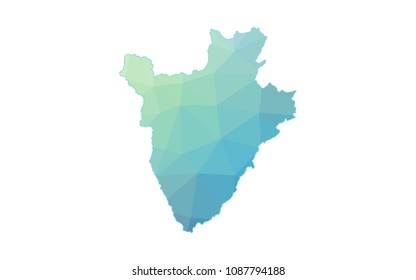 Map of Burundi - Blue Geometric Rumpled Triangular , Polygonal Design For Your . Vector illustration eps 10.