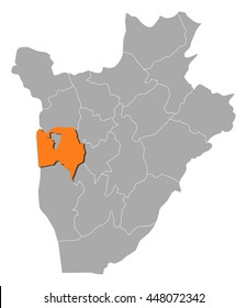 Map - Burundi, Bujumbura Rural