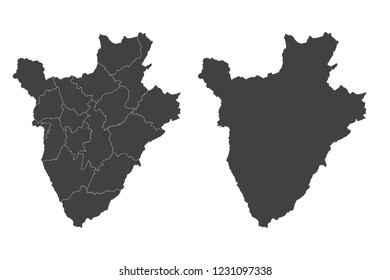 Map - Burundi Couple Set , Map of Burundi,Vector illustration eps 10.