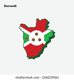 Map of Burundi with flag. Vector illustration. Eps 10