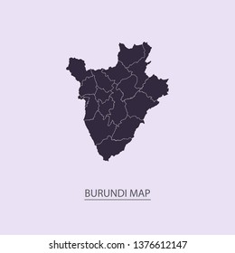 Map of Burundi - High detailed map violet outline map with caption on violet background.Abstract design vector illustration eps 10.