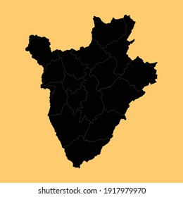 Map of Burundi isolated on Yellow background