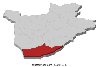 Map - Burundi, Makamba - 3D-Illustration