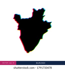 Map of Burundi in multicolor style on the border vector design template.