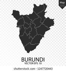 Map of Burundi , vector illustration eps 10 on transparent background.