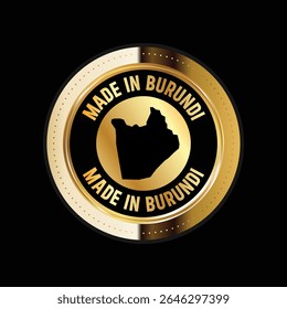Map of Burundi. Vector illustration. Logo, Icon, and Symbol. Burundi map gold seal. 
