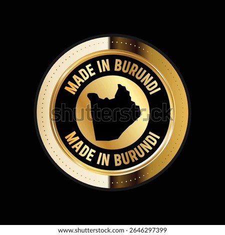 Map of Burundi. Vector illustration. Logo, Icon, and Symbol. Burundi map gold seal. 