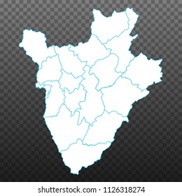 Map of Burundi. Vector illustration on transparent background. Items are placed on separate layers and editable. Vector illustration eps 10.
