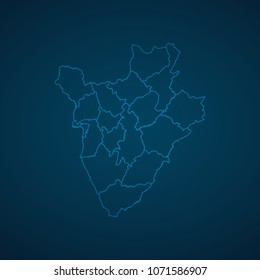 Map Burundi-Abstract High Detailed Glow Map on Dark Background for design app, ui,Travel. Vector eps 10.