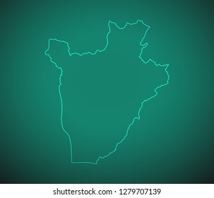 Map of Burundi,Green map on dark background. Vector illustration eps 10.