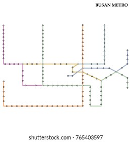 Map of Busan metro, Subway, Template of city transportation scheme for underground road. Vector illustration