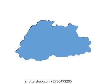 Mapa de Butano, silhueta de sinal. Mapa do Mundo Globo. Ilustração vetorial isolada no fundo branco. Continente asiático.