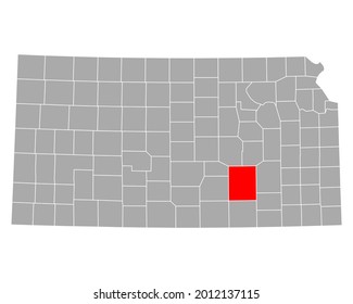 Map of Butler in Kansas on white