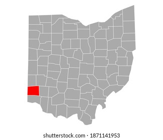 Map of Butler in Ohio on white