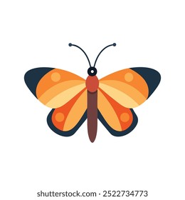 Map Butterfly insect isolated flat vector illustration white background