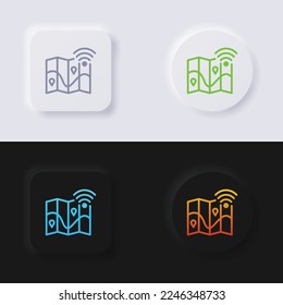 Map button icon set, Multicolor neumorphism button soft UI Design for Web design, Application UI and more, Button, Vector.