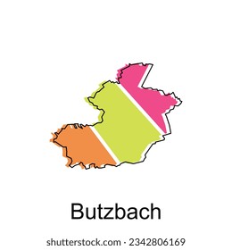 Map of Butzbach colorful geometric outline design, World map country vector illustration template