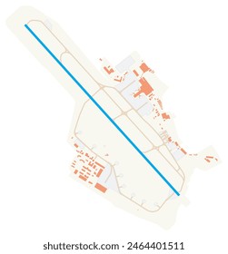 Map of Cagliari Elmas Airport (Italy). IATA-code: CAG. Airport diagram with runways, taxiways, apron, parking areas and buildings. Map Data from OpenStreetMap.