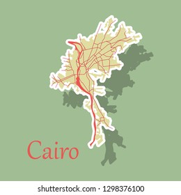 Map of Cairo, city, streets, Egypt, sticker view