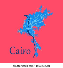 Map of Cairo, city, streets, Egypt, flat view