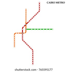 Map of Cairo metro, Subway, Template of city transportation scheme for underground road. Vector illustration