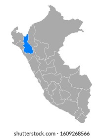 Map of Cajamarca in Peru on white