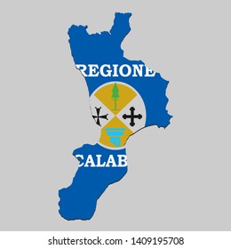 Map of Calabria is a state Italy with flag. Vector Illustration