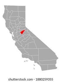 Map of Calaveras in California on white