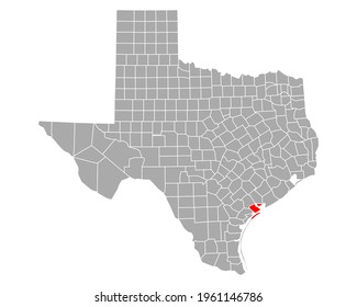 Map of Calhoun in Texas on white