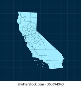 Vektor Stok California County Map - Map California 260nw 360694343