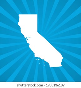 Map of California blue comic pop art vector.