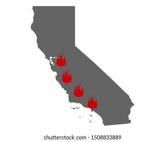 Map Of California And Fire Symbol