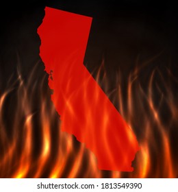 map of california with fire.california on fire.support of the California after a wildfires.