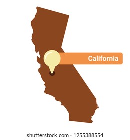 Map of California,  High detailed illustration. United state of America country. vector
