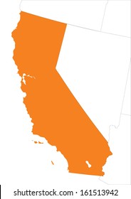 map of California with outline of other states