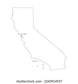 Map of the California state in white color isolated on white background. Vector illustration