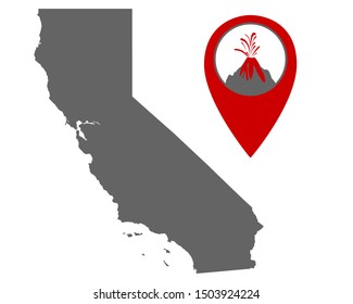Map of California with volcano locator