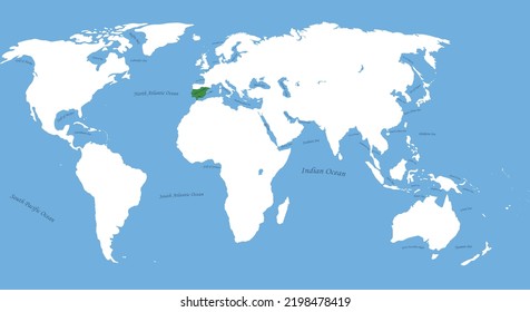 Mapa del califato de país islámico cardoba la frontera más grande mapa detallado con la capital y todo el mundo con todo el nombre del mar y el océano