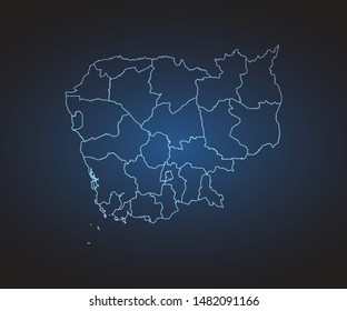 Map of Cambodia - Abstract mash line and point scales on circuit dark background. symbol for your web site design map logo, app, ui,Travel. Vector illustration eps 10.