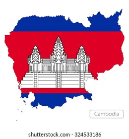 map of Cambodia with the flag