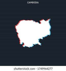Map of Cambodia Vector Design Template On Dark Background.