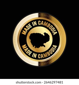 Karte von Kambodscha. Vektorgrafik. Logo, Symbol und Symbol. Kambodscha Karte Goldrobbe. 
