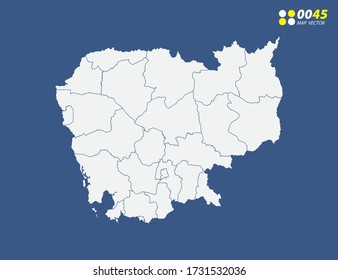 Map of Cambodia vector on blue