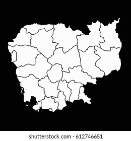 map cambodia, white vector map of cambodia